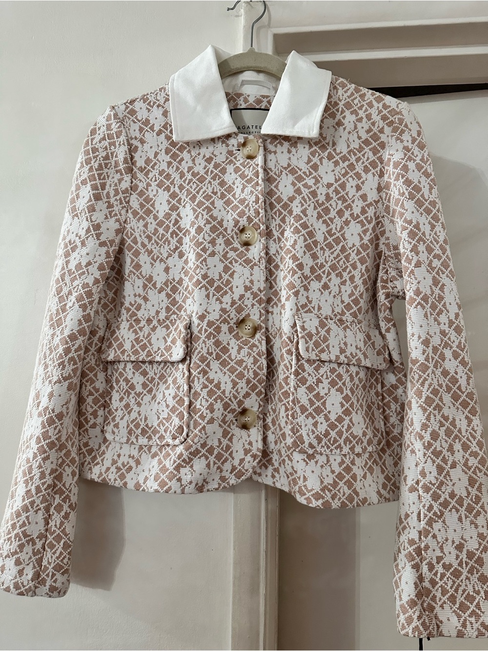 bagatelle white and tan  with White Collar